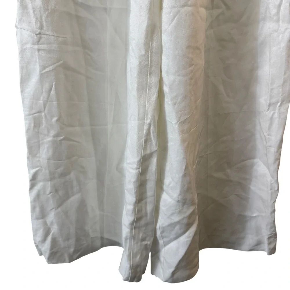 ANINE BING Lou pleated woven wide-leg pants Ivory‎ white Linen Blend size 2 NWT